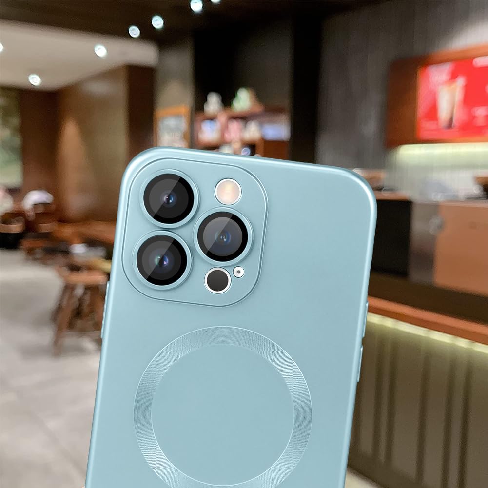 MOWIME Funda magnética compatible con iPhone 15 Pro compatible con Magsafe protector de lente de cámara delgada a prueba de golpes protección contra