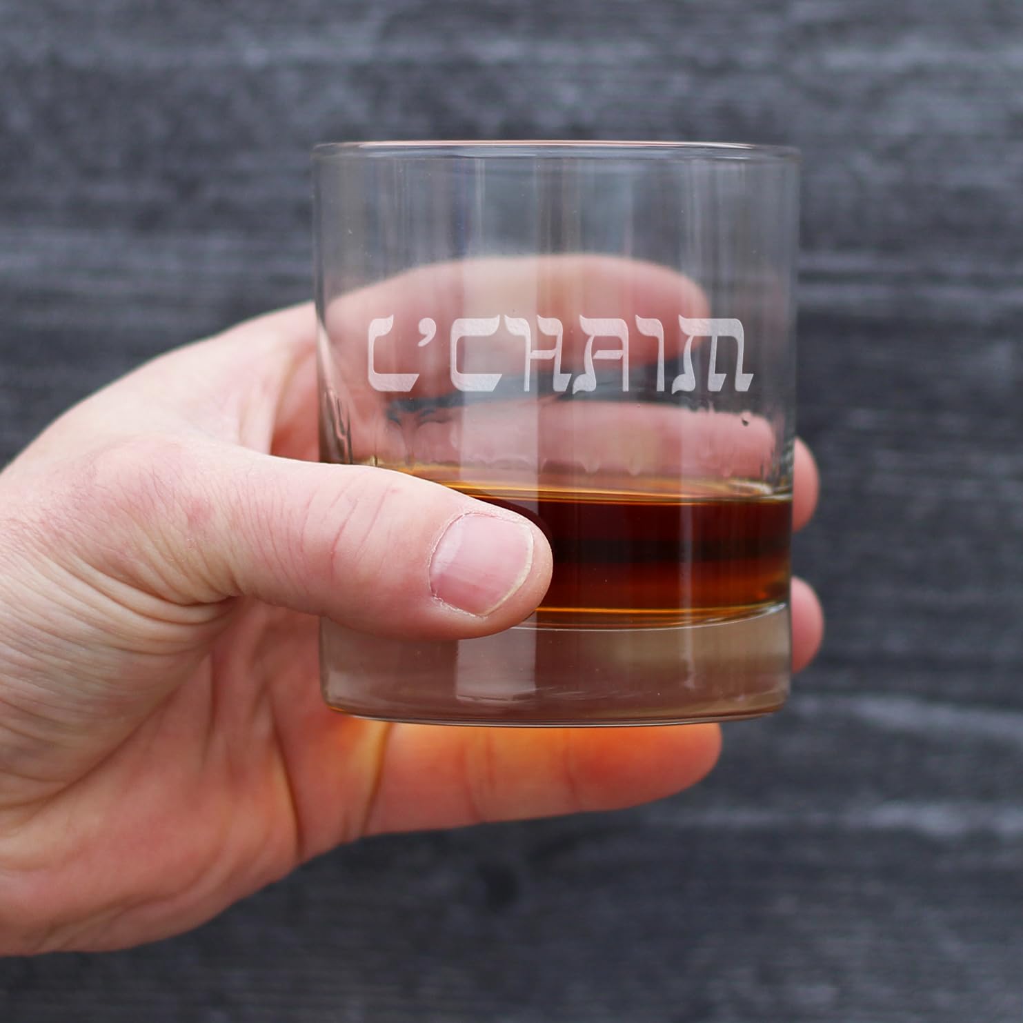 L’Chaim – Hebrew Cheers Rocks Glass – Fun Jewish Gifts or Party Decor for Women & Men – 10.25 Oz Glasses