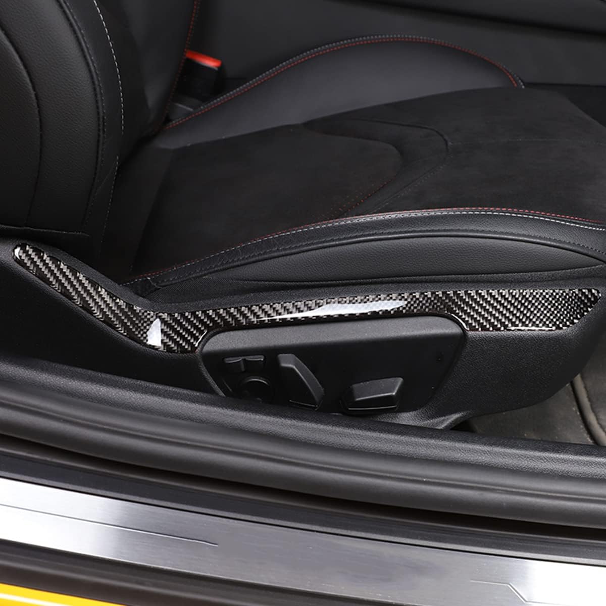 Adhesivo para interruptor de ajuste de asiento de automóvil, decoración de fibra de carbono suave real, apto para Toyota Supra GR A90 A91 MK5