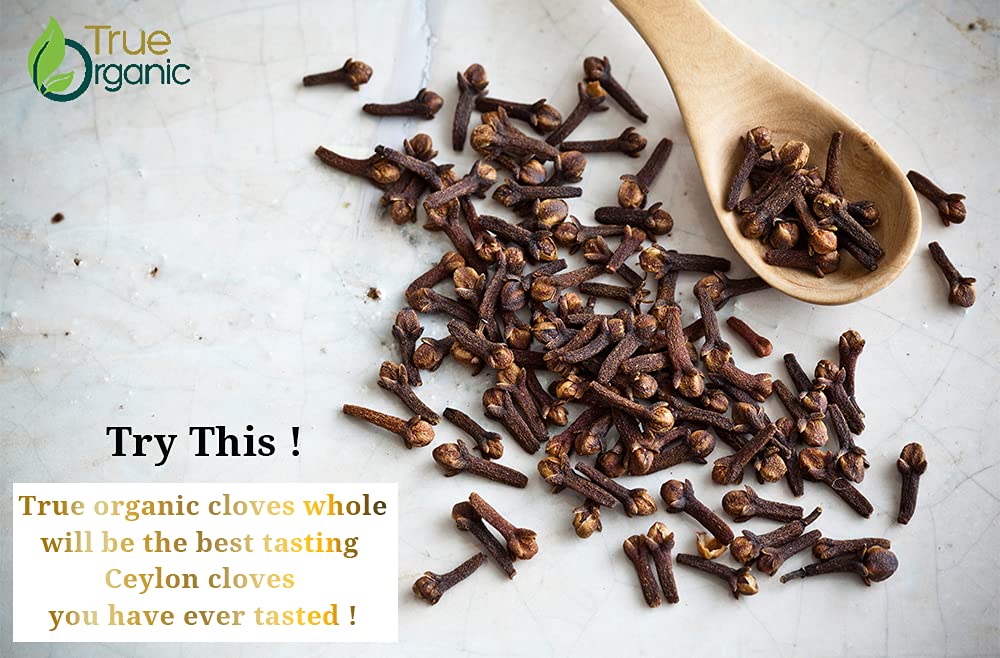 True Organic Clavos enteros de Ceilán, bolsa a granel de 16 onzas, certificado USDA orgánico y Kosher, sin OMG, clavo orgánico fresco, puro Ceilán