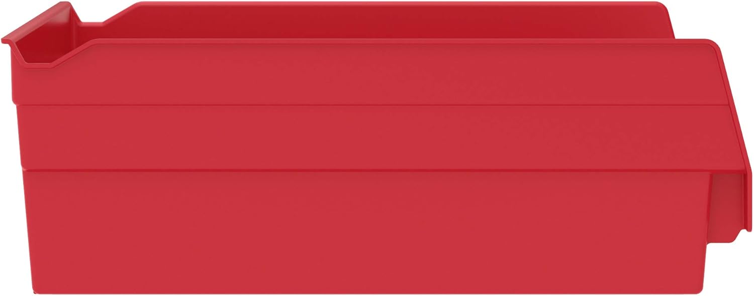 Akro-Mils 30170 – Caja de plástico para estantes anidados, (12 x 11 x 4 pulgadas), color rojo, (paquete de 12)