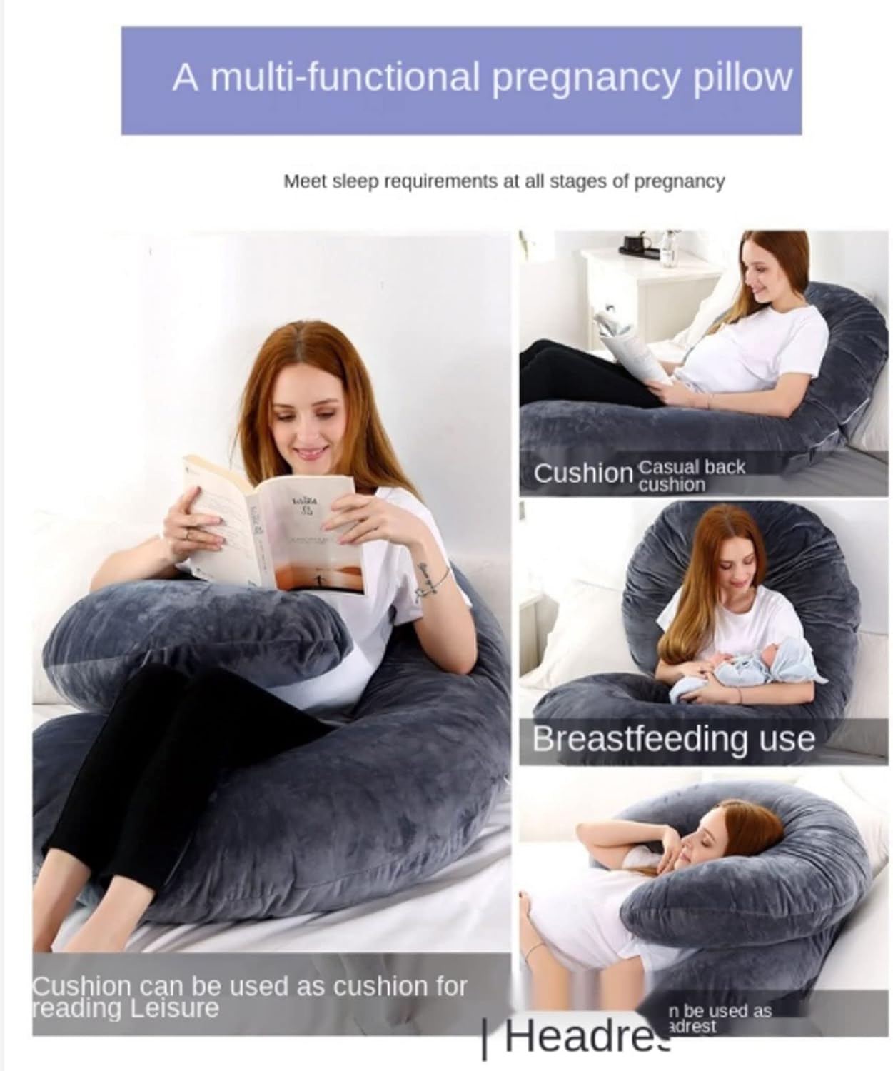 Pregnancy Pillows C-Shape Full Body Pillow and Maternity Support with Velour Cover Support for Back HIPS Legs Belly a Must Have for Pregnant Women