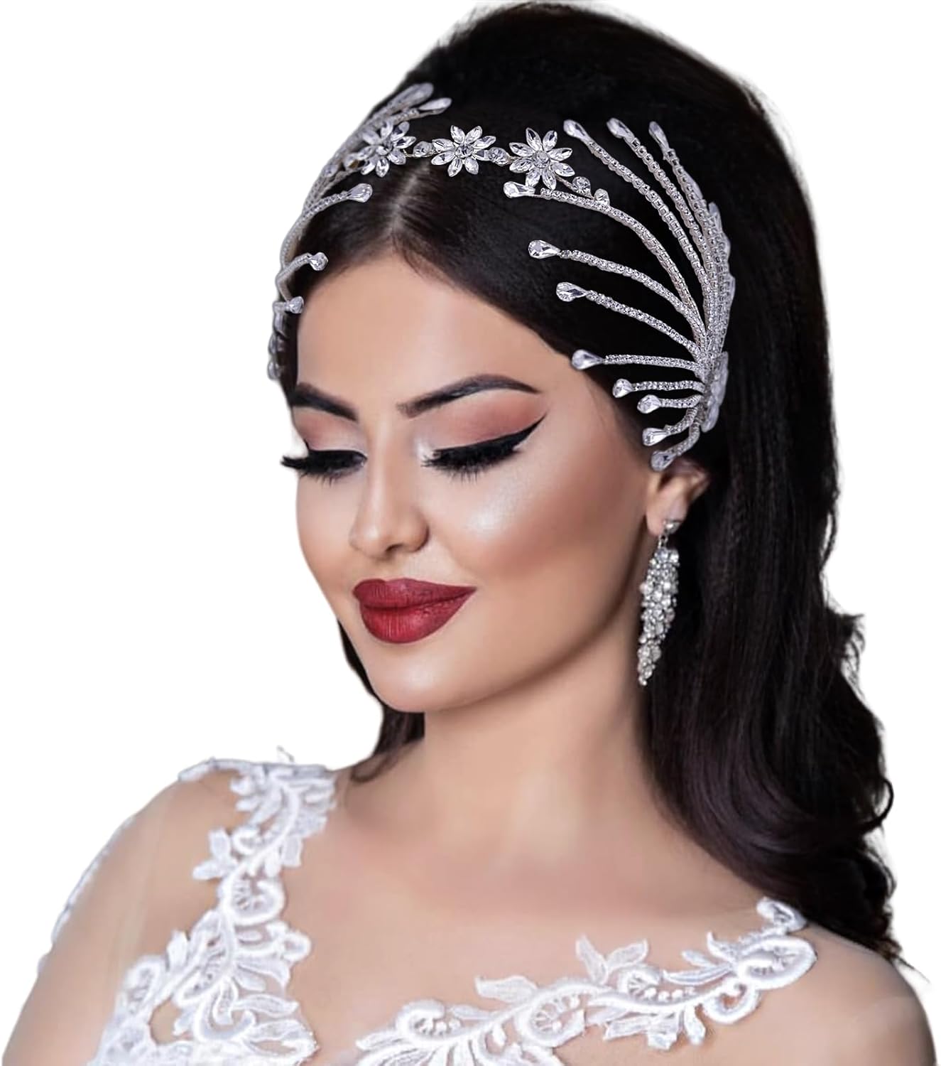 Diadema de boda con hojas de diamantes de imitación para novias, tocados plateados hechos a mano para bodas, bailes, fiestas de cumpleaños,