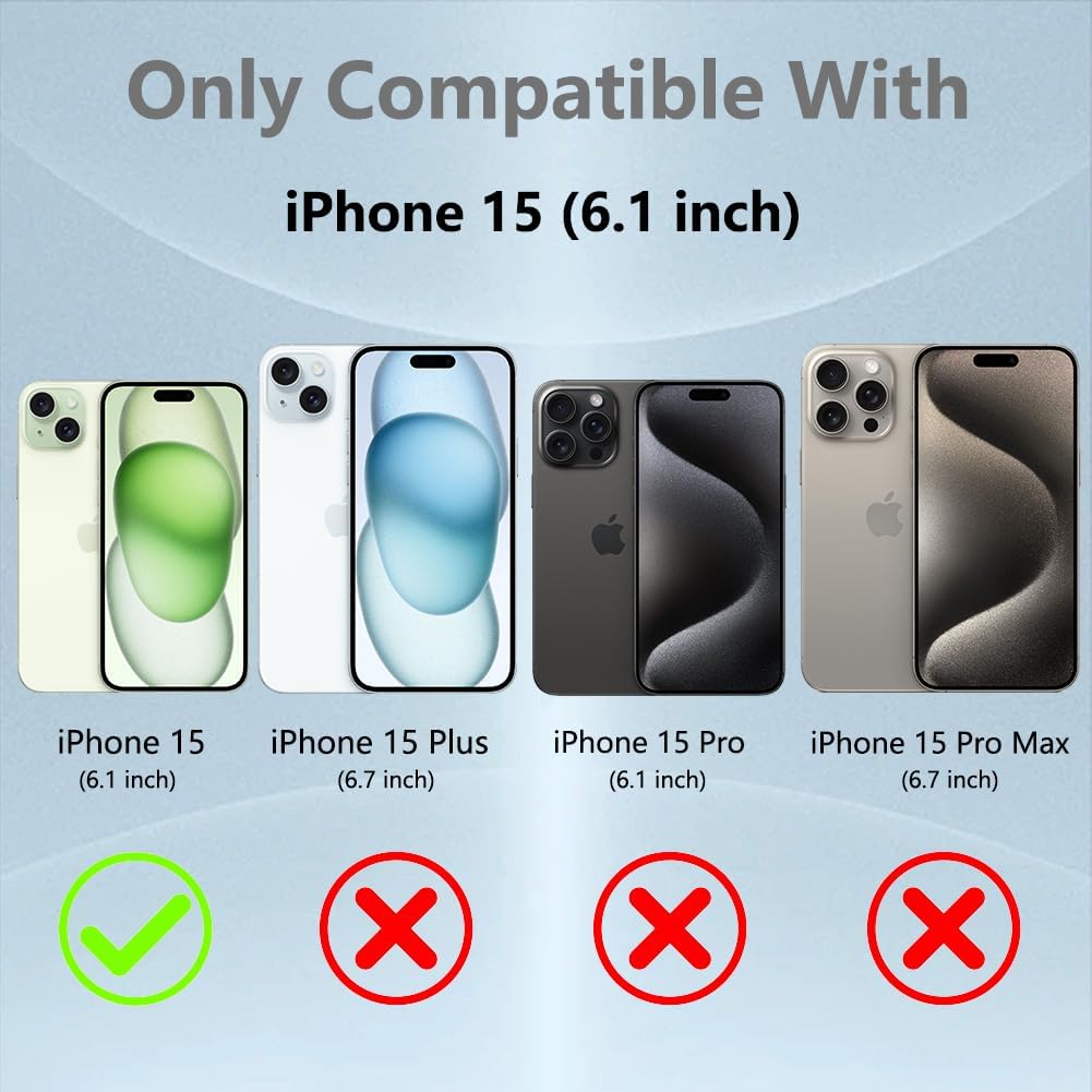 KANGHAR Funda magnética transparente diseñada para iPhone 15, para mujeres y hombres, protector completo de cámara, anti-amarillamiento, a prueba de