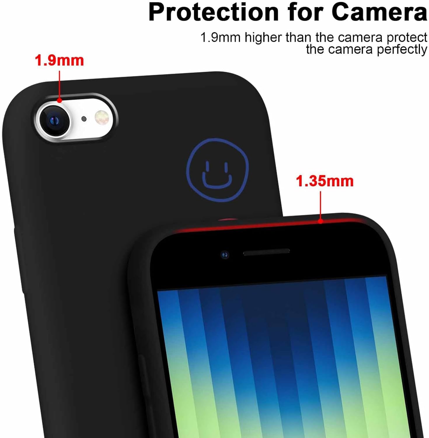 RUMDEY Paquete de 2 fundas de teléfono para Apple iPhone 78SE 2020  SE 2022 de 4.7 pulgadas, silicona suave y delgada a prueba de golpes TPU con