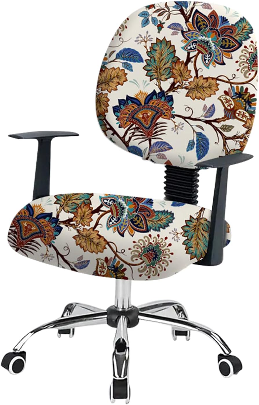 Funda para silla de oficina estampada elástica para silla de oficina de computadora, funda de respaldo de asiento giratoria de escritorio, funda de
