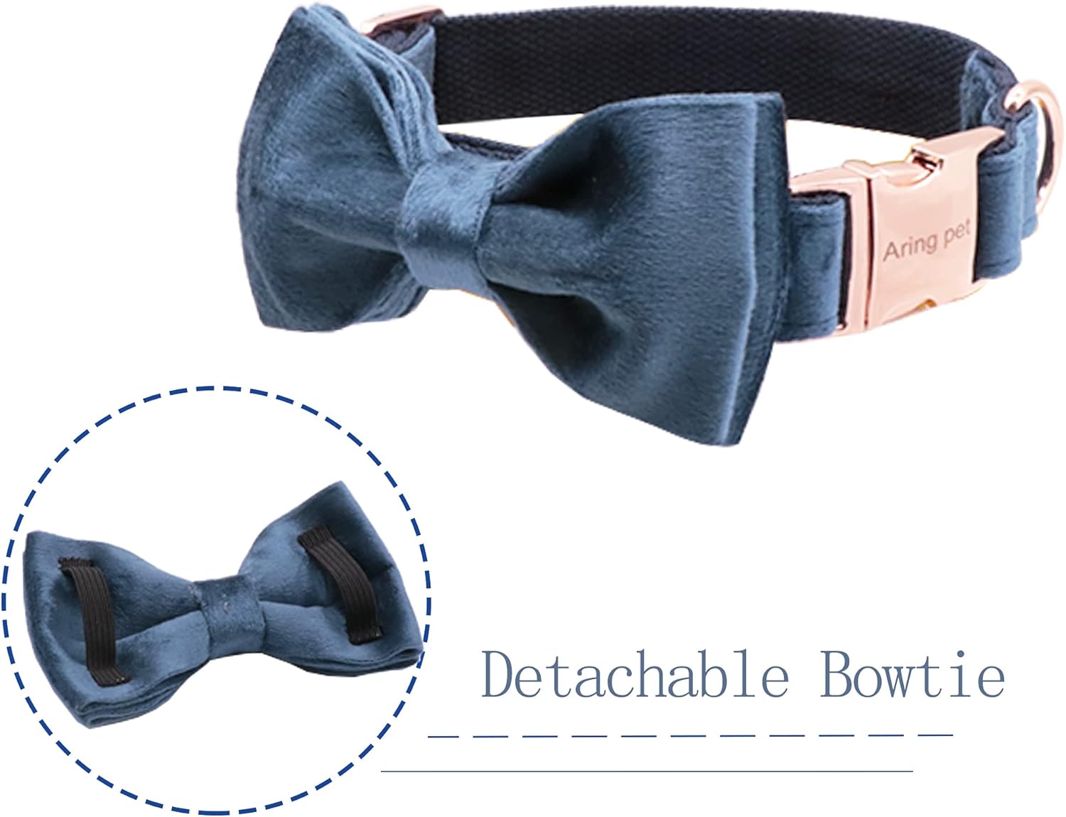 ARING PET Collar de perro Bowtie de terciopelo con corbata de moño extraíble, lindo y cómodo collar para perro, talla XS (paquete de 1)