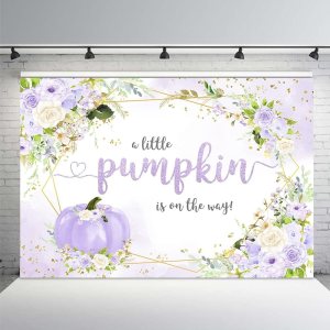 MEHOFOND Telón de fondo de calabaza de otoño de 7 x 5 pies para niña, baby shower, decoración de fiesta floral morado para bebé, niña, decoración de MEHOFOND Telón de fondo de calabaza de otoño de 7 x 5 pies para niña, baby shower, decoración de fiesta floral morado para bebé, niña, decoración de