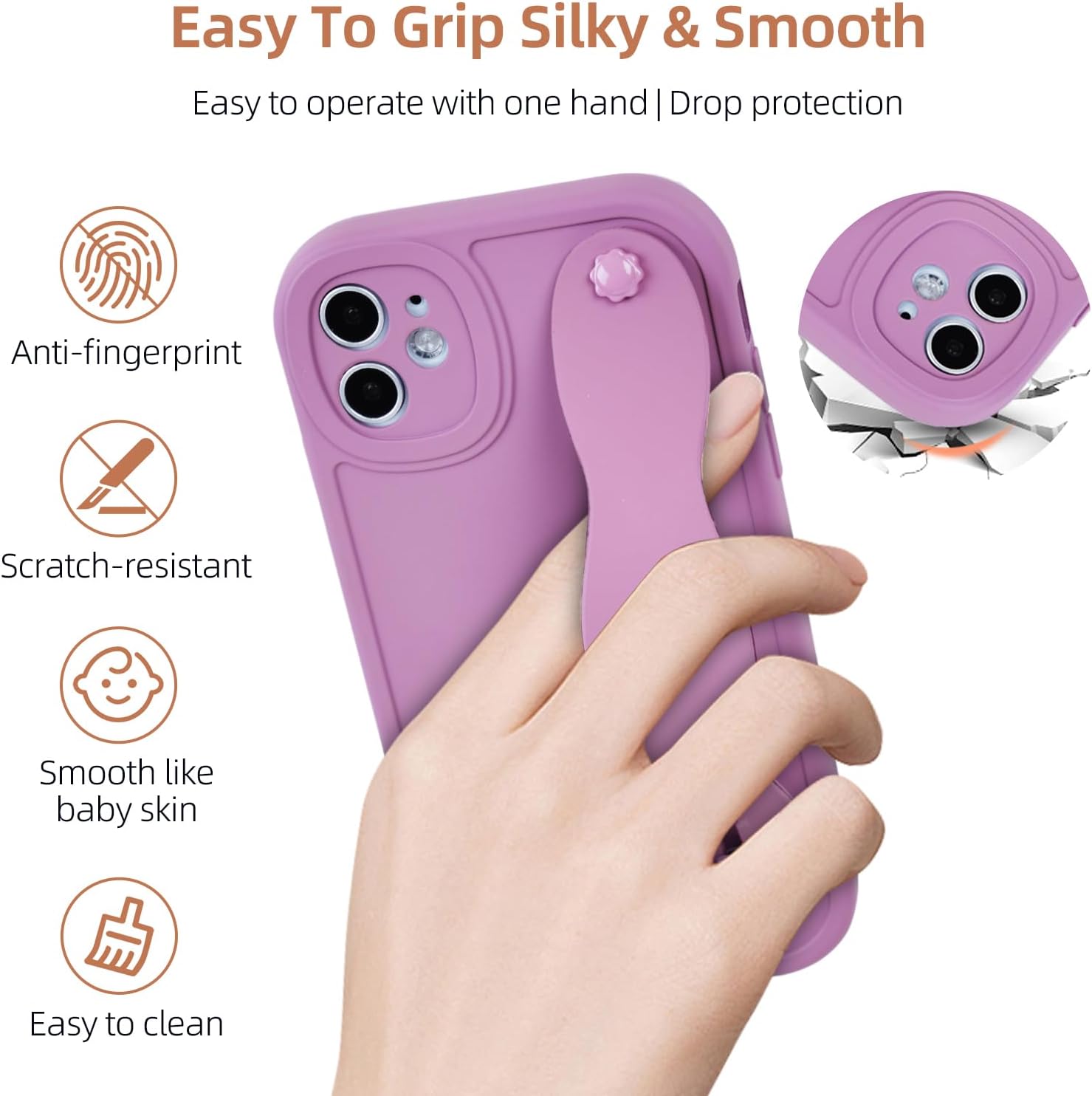 AuroraIce Funda para iPhone 11, iPhone 11, funda de goma suave de ajuste delgado con pulsera ajustable, antiarañazos, a prueba de golpes, funda