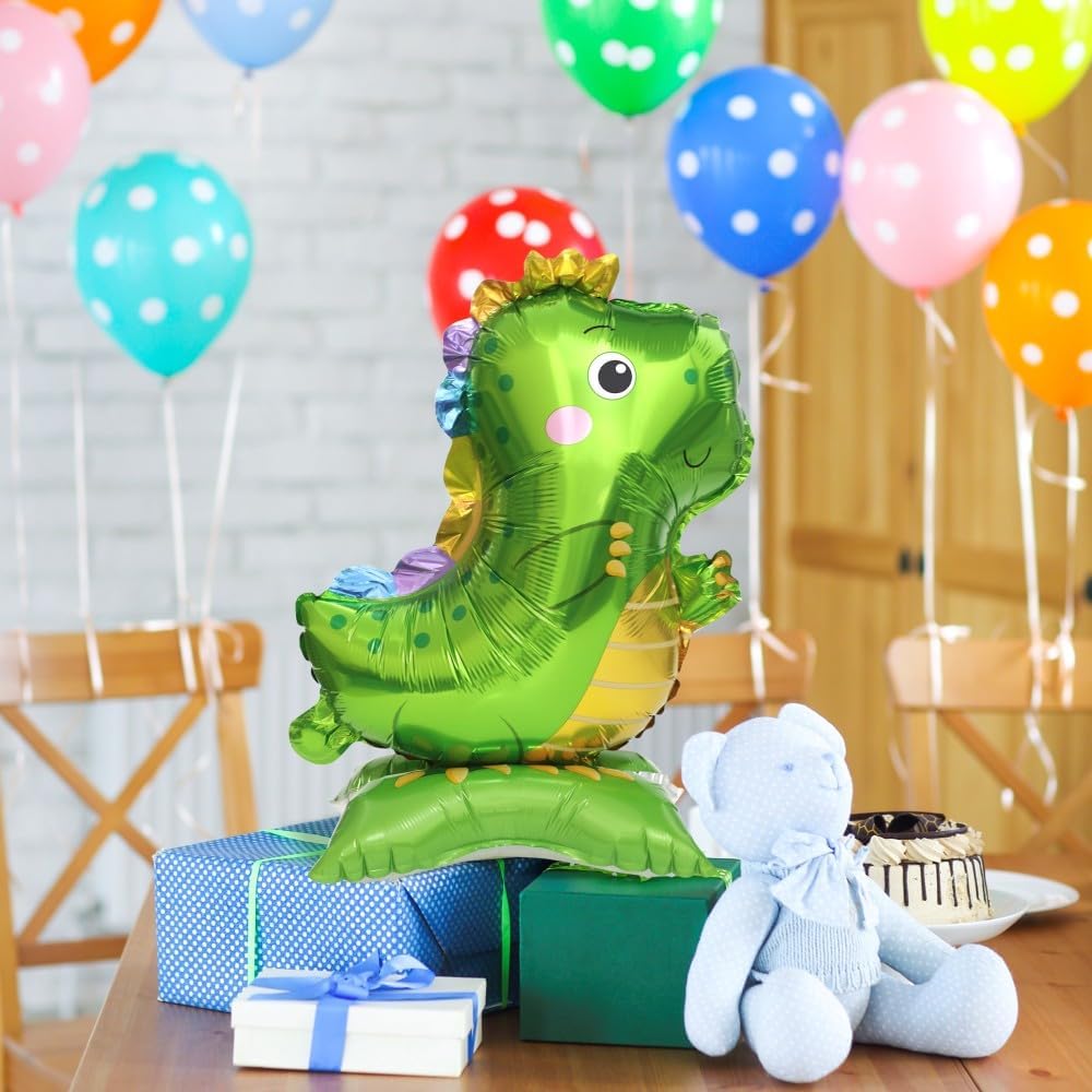 Globo de dinosaurio de dragón de tanystropheus de pie verde 3D para niños, tema del mundo de animales de la selva, inflable, decoración de globos de