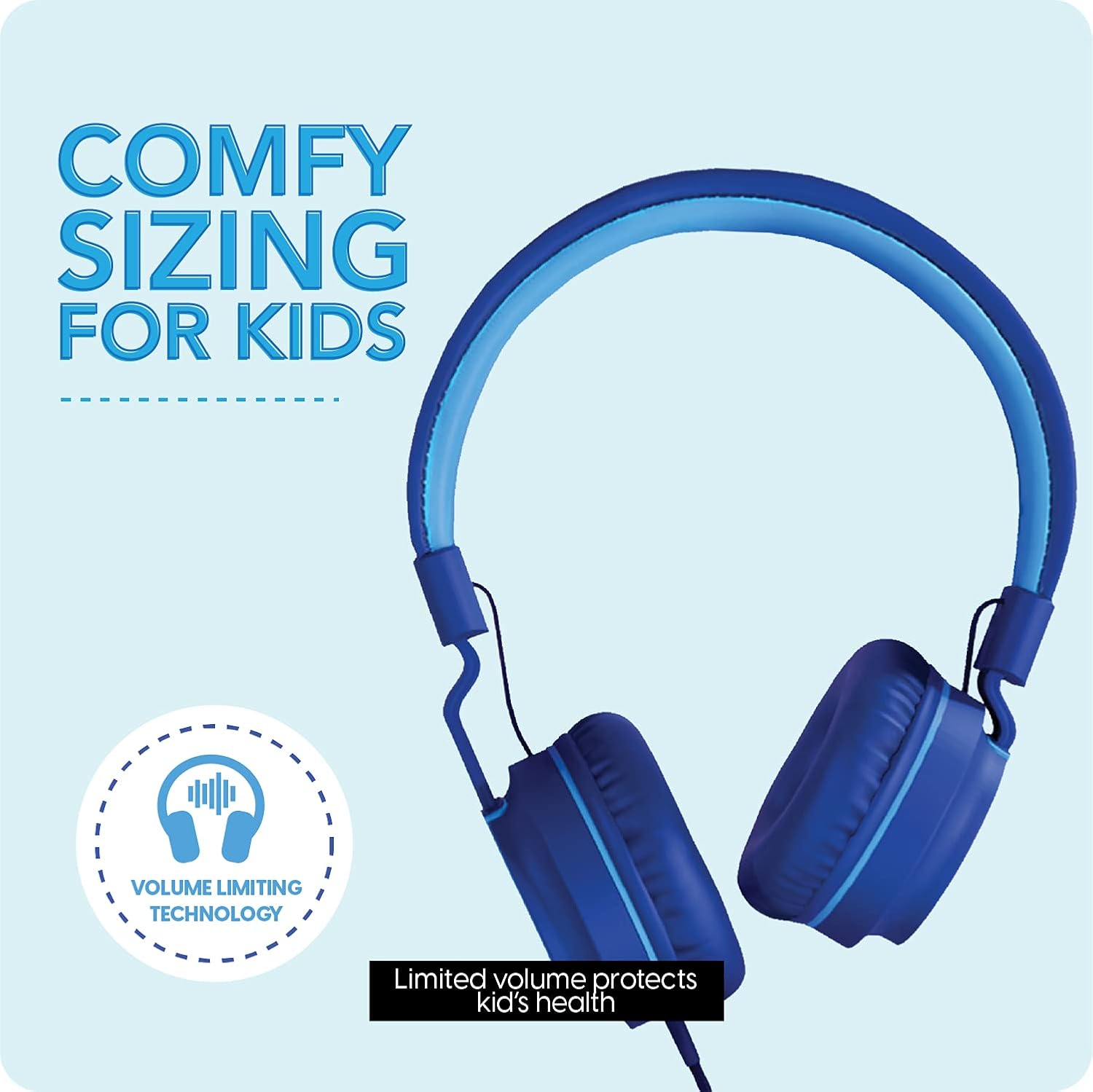 TALK WORKS Auriculares con cable para niños, audífonos sobre la oreja para el hogar, la escuela y los juegos, ligeros, portátiles, acolchados y