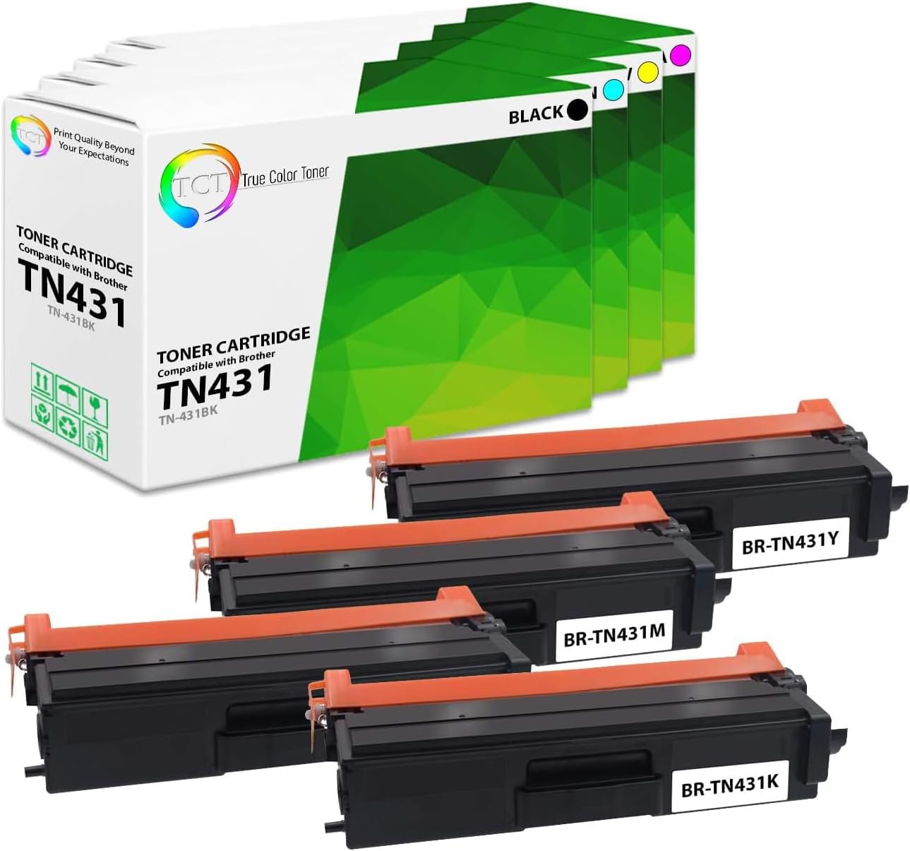 TCT Cartucho de tóner prémium compatible con TN431 TN-431 TN431BK TN431C TN431M TN431Y para impresoras Brother HL-L8260CDW L8360CDW L8360CDWT,