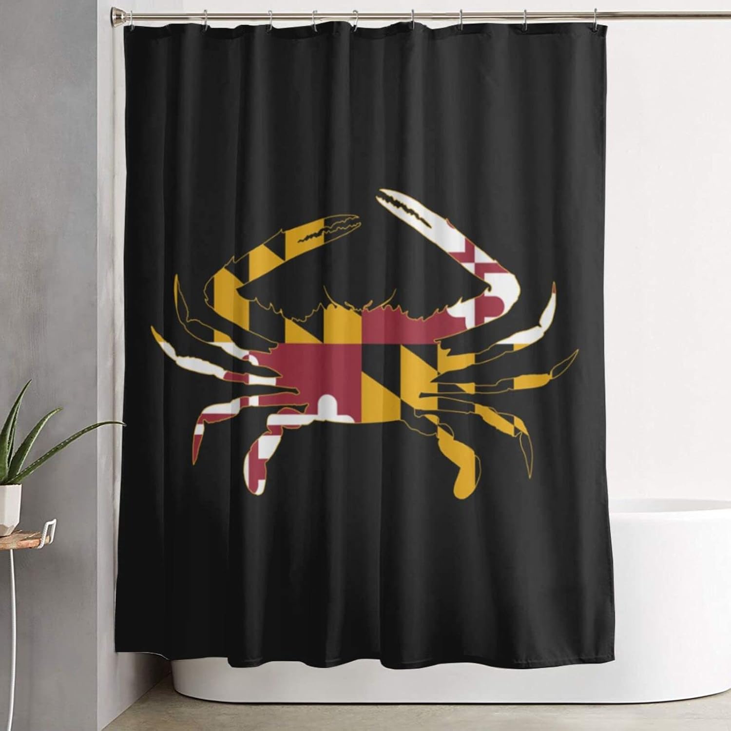 Cortina de ducha con bandera de cangrejo del estado de Maryland para decoración de baño, cortina de ducha de 60 x 72 pulgadas, tela lavable