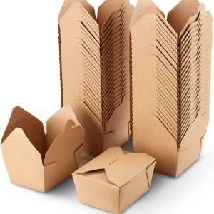 Caja de contenedor de comida para llevar, apto para microondas, 30 onzas, reciclado, plegado, ecológico, 50 unidades Caja de contenedor de comida para llevar, apto para microondas, 30 onzas, reciclado, plegado, ecológico, 50 unidades