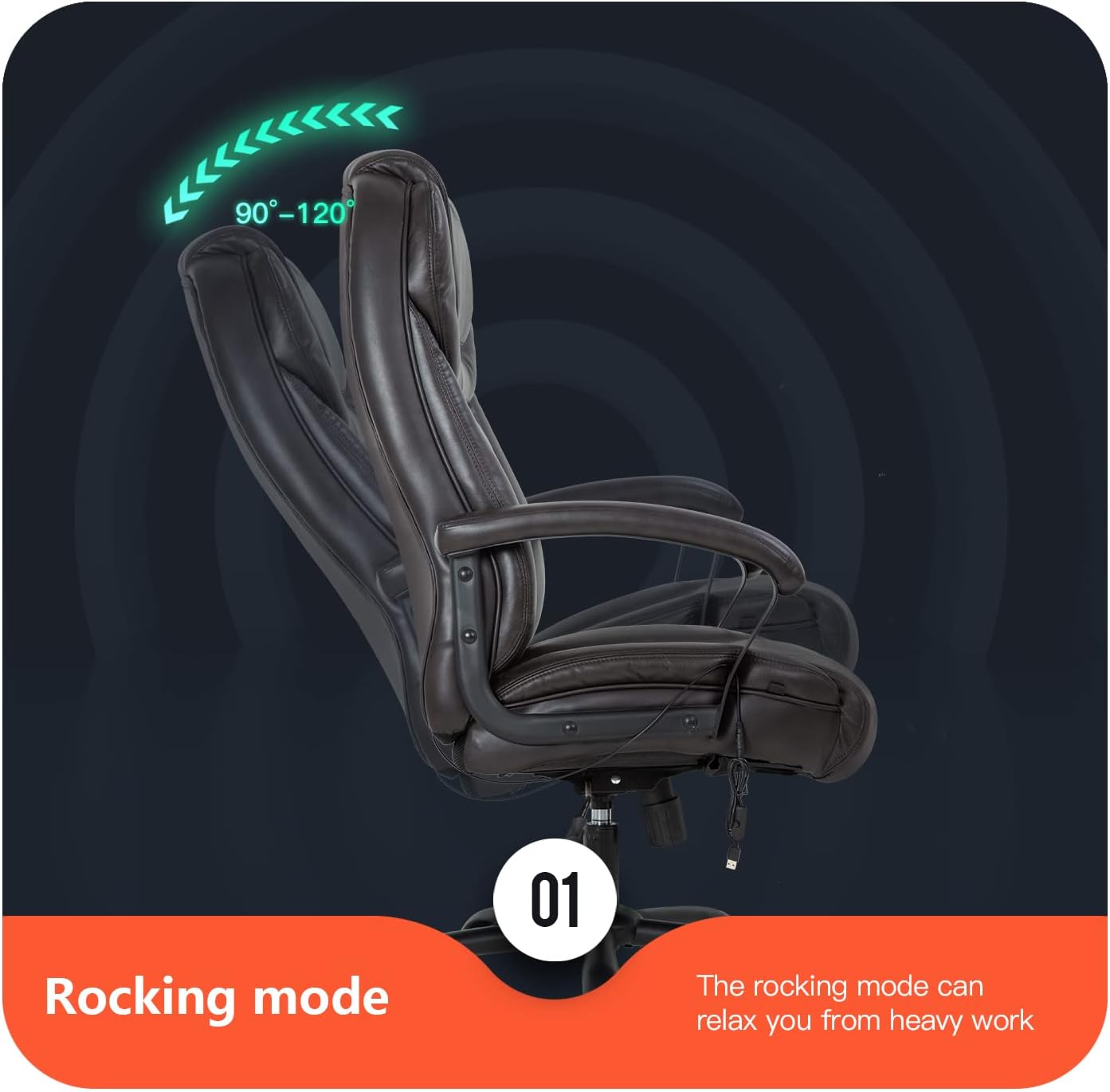 Silla de oficina grande y alta, silla ergonómica de computadora de 500 libras, respaldo alto, silla de escritorio de piel sintética, asiento ancho