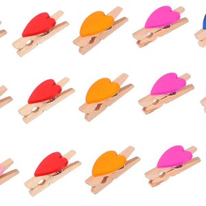 Cabilock 100 piezas de clip de madera de amor para lavadora y secadora, clip de madera natural, clip para colgar manualidades, mini pinzas de madera Cabilock 100 piezas de clip de madera de amor para lavadora y secadora, clip de madera natural, clip para colgar manualidades, mini pinzas de madera