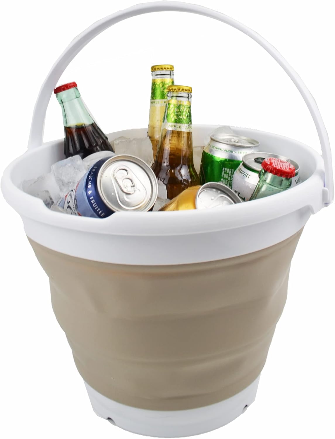 SAMMART Cubo de plástico plegable de 10 L (2.6 galones), bañera redonda plegable, cubo de agua portátil para pesca, bote de agua para exteriores,