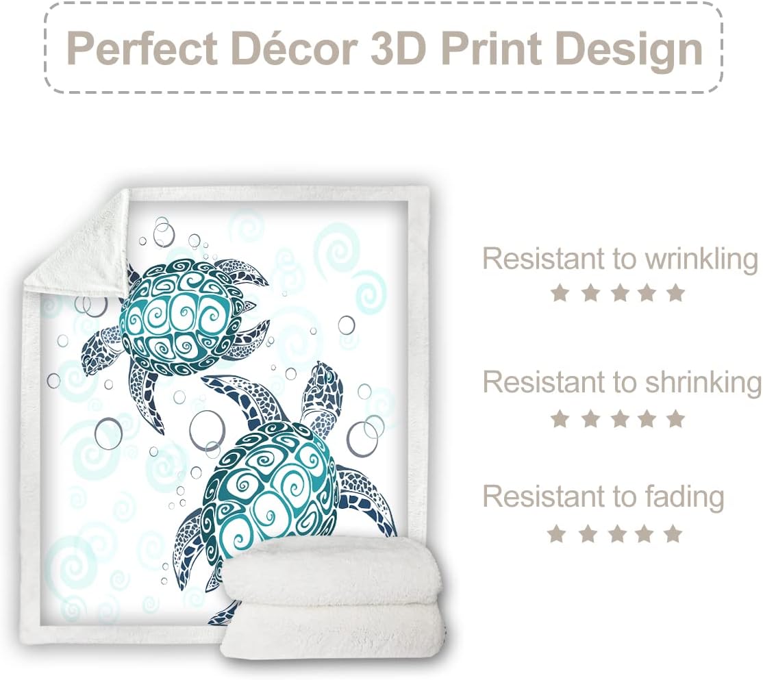 Sleepwish Mantas y mantas de tortuga para adultos, manta Sherpa de vellón súper suave, manta mullida de tortuga marina, regalos para adolescentes,