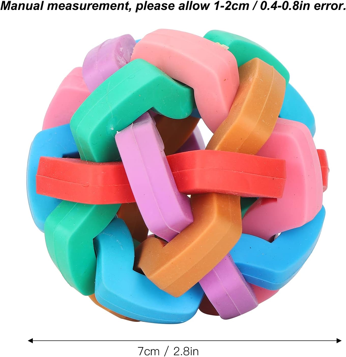 GLOGLOW Juguetes de bola de goma, colorido suave TPR bola masticar juguete interactivo con campana interior para perros Mini cerdos (M) juguetes de