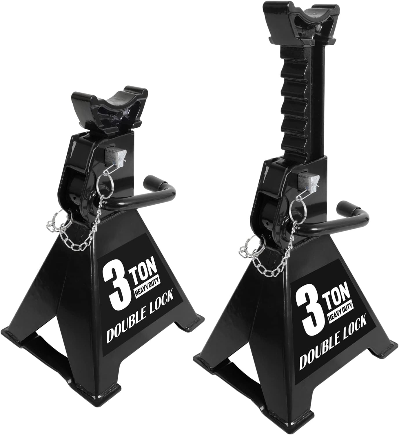 Torin AT43005AB Soportes de acero resistentes para gatos pasadores de bloqueo dobles, capacidad de 3 toneladas (6,000 libras), negro, 1 par (2