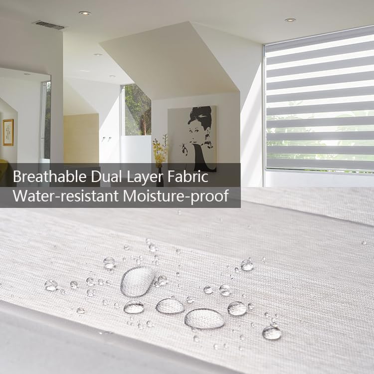 Sylshine Home Persianas de cebra para ventanas de 32 x 72 pulgadas, de doble capa, color gris, cortinas enrollables traslúcidas para control de luz,
