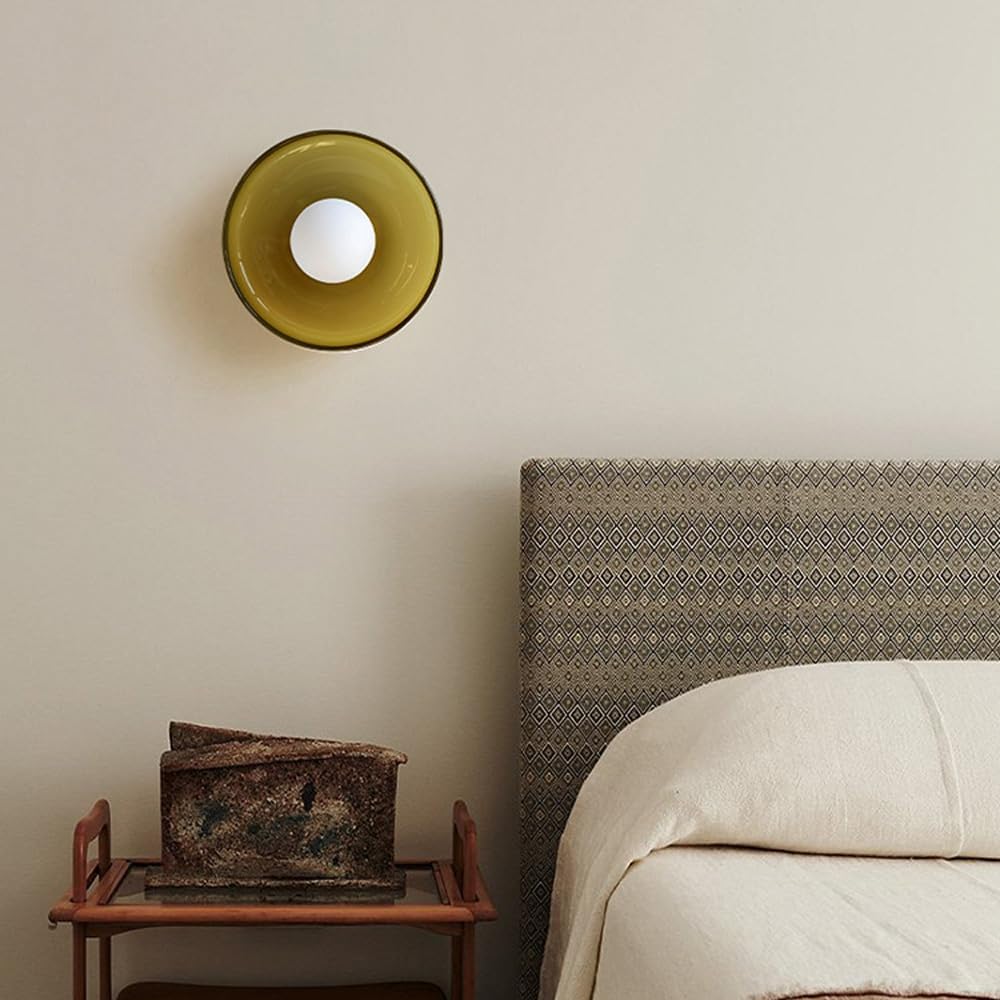 Lámpara de techo semiempotrada de cristal naranja de mediados de siglo con globo de leche, nórdico, moderno, verde, accesorios de iluminación para