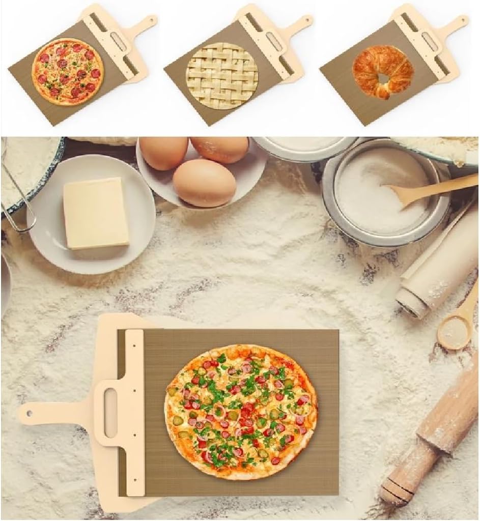Pala deslizante de pizza de 22 pulgadas para pizza de transferencia súper fácil, deslizador antiadherente para pizza, pala mágica para pizza con