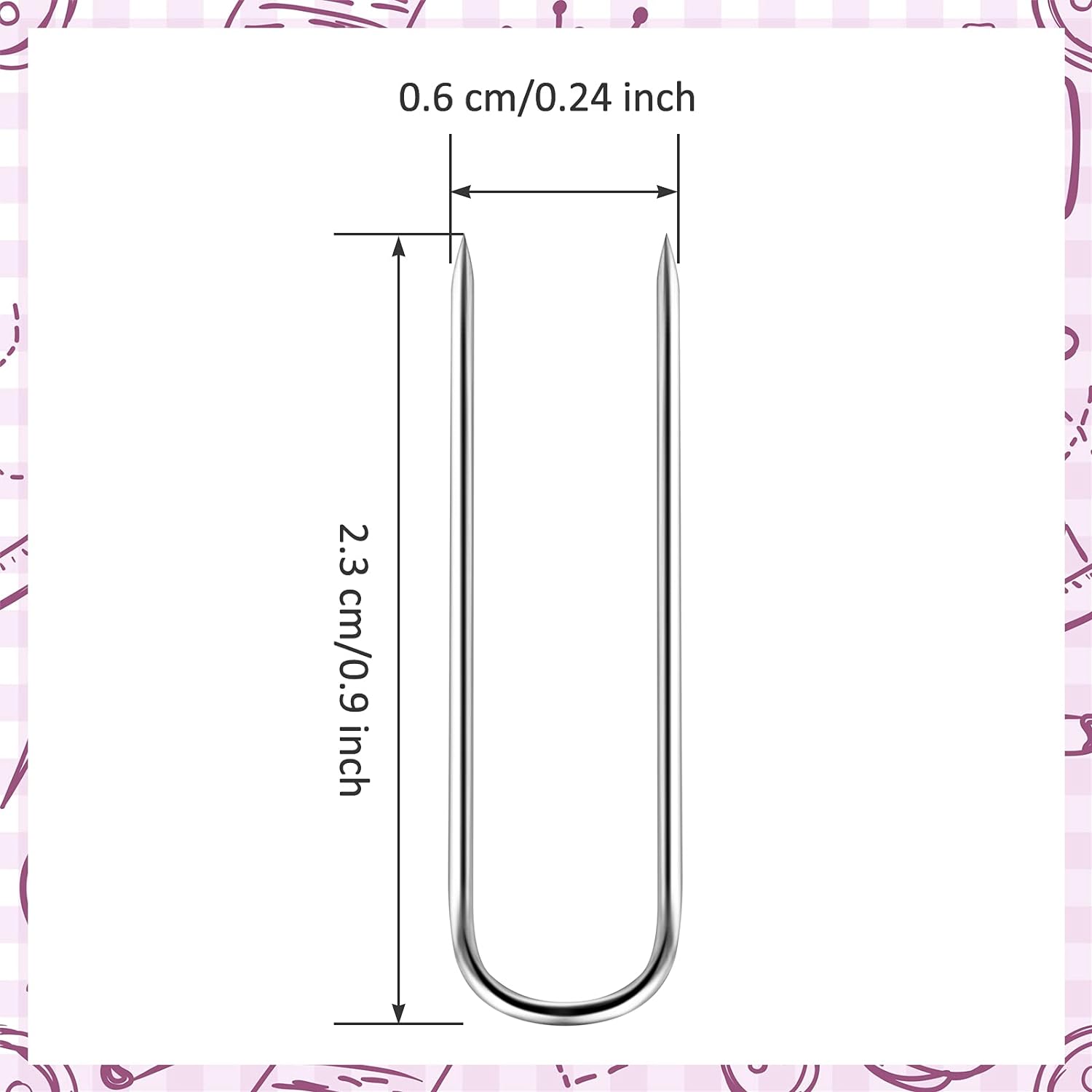 50 pines de costura en forma de U para coser y coser en forma de puntas, de acero inoxidable, para decoración del hogar