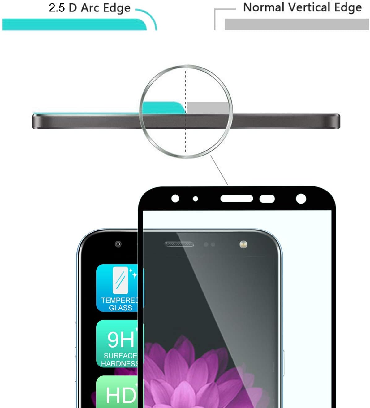 TJS Funda para teléfono compatible con LG K40K12 PlusX4Solo LTEHarmony 3Xpression Plus 2, protector de pantalla de vidrio templado de cobertura