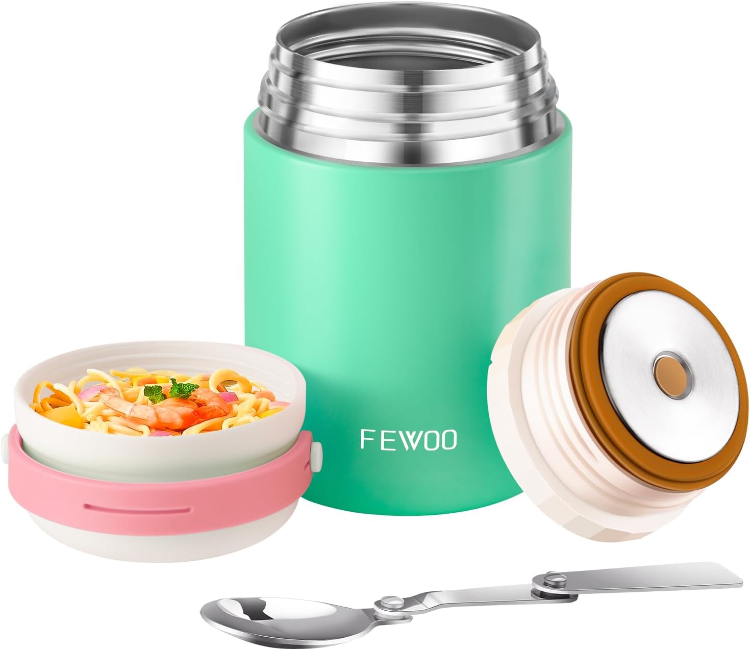 FEWOO Termos de comida, contenedor aislado de 20 onzas para almuerzo y sopa para alimentos fríos y calientes, para niños y adultos, tarro de