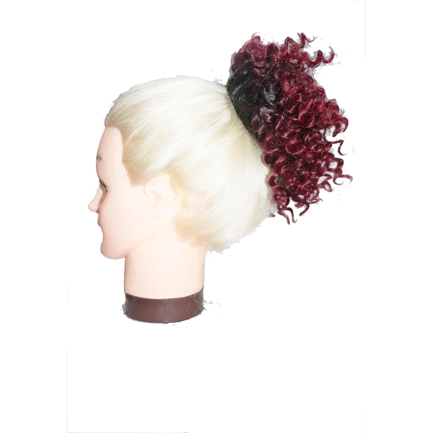 Extensiones de cabello sintético corto afro con cordón para cola de caballo con dos clips (1BBurg)