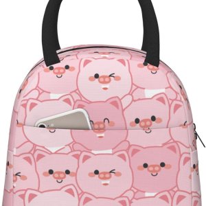 Linda bolsa de almuerzo de cerdo rosa con dibujos animados, caja de comida preparada con aislamiento, contenedor de almuerzo reutilizable Linda bolsa de almuerzo de cerdo rosa con dibujos animados, caja de comida preparada con aislamiento, contenedor de almuerzo reutilizable