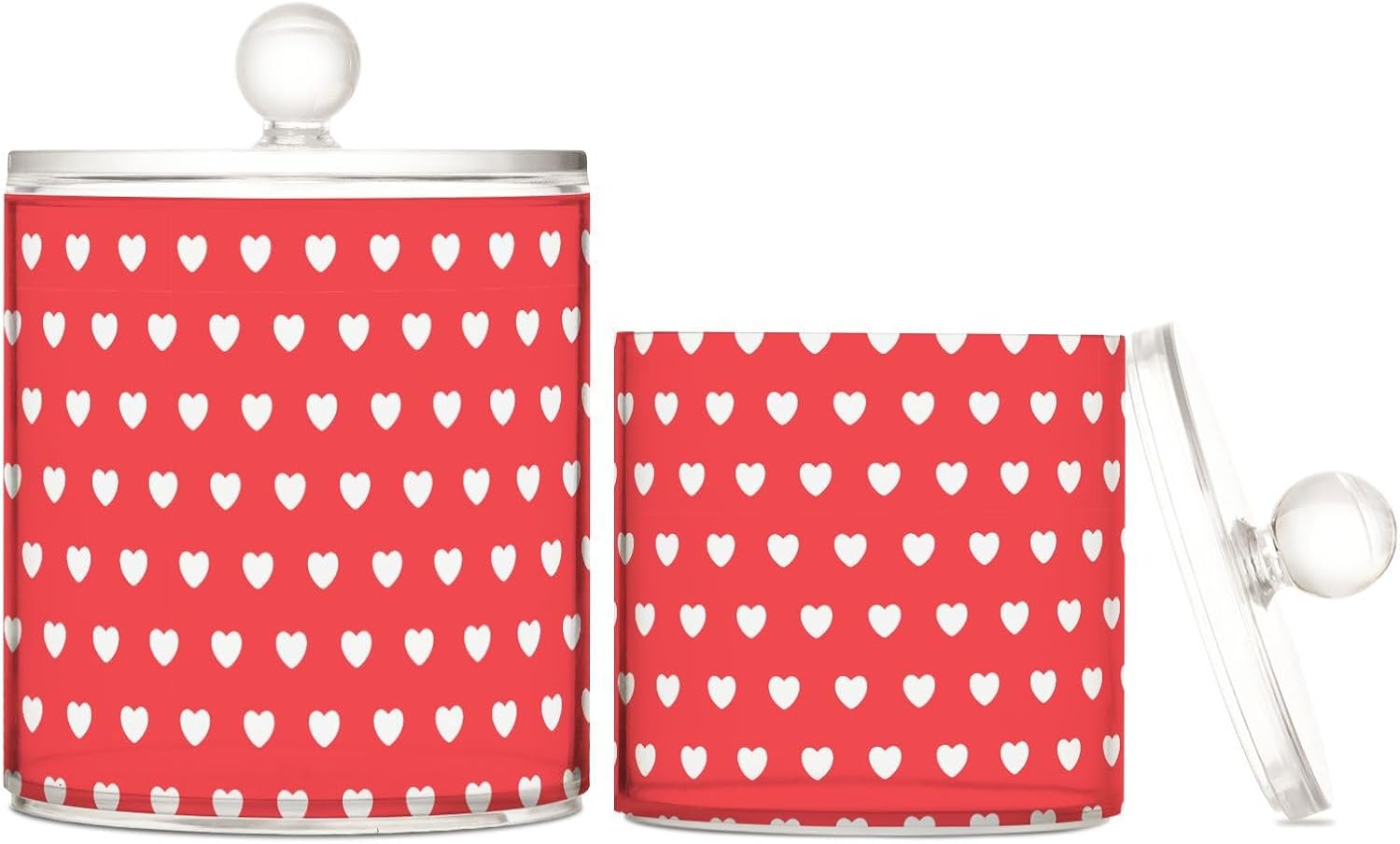 Tarros de corazones para el día de San Valentín con tapas, tarros pequeños, recipientes de almacenamiento de baño, recipientes para recoger hilo