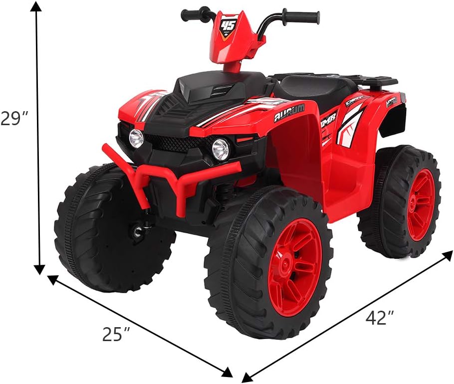 ATV para niños, vehículo eléctrico de doble unidad de 12 V con batería – Coche de juguete motorizado de 4 ruedas para 3 a 7 años – Vehículo todo