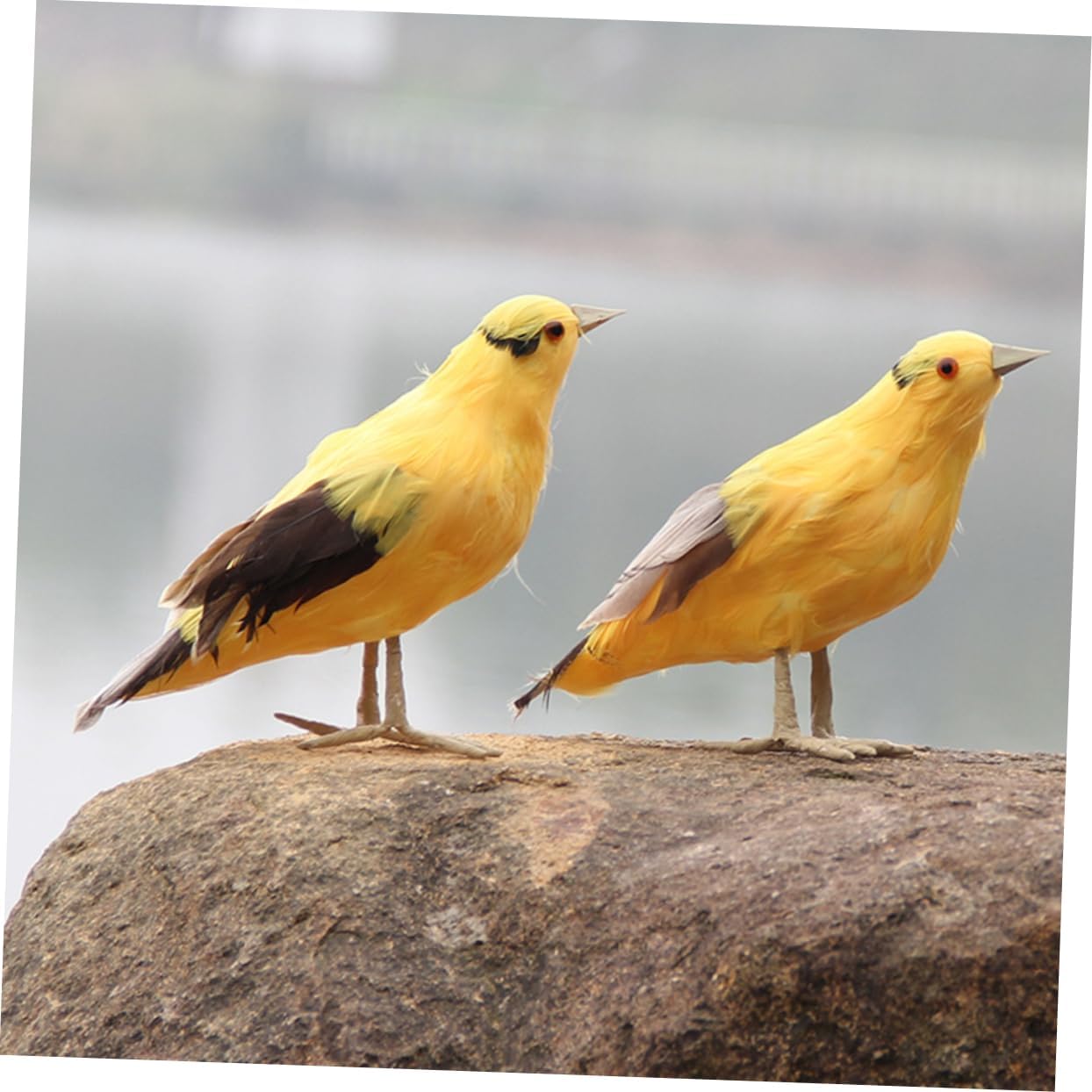 YARNOW 2 piezas de simulación de pájaro amarillo artificial decoración de pájaro realista adorno de mesa artificial para pájaros de espuma