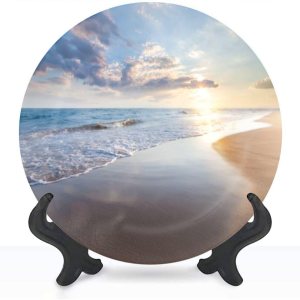 EPONGEKIT Platos decorativos para exhibición de 10 pulgadas, hermoso adorno de cerámica con soporte de exhibición y gancho para decoración de pared, EPONGEKIT Platos decorativos para exhibición de 10 pulgadas, hermoso adorno de cerámica con soporte de exhibición y gancho para decoración de pared,