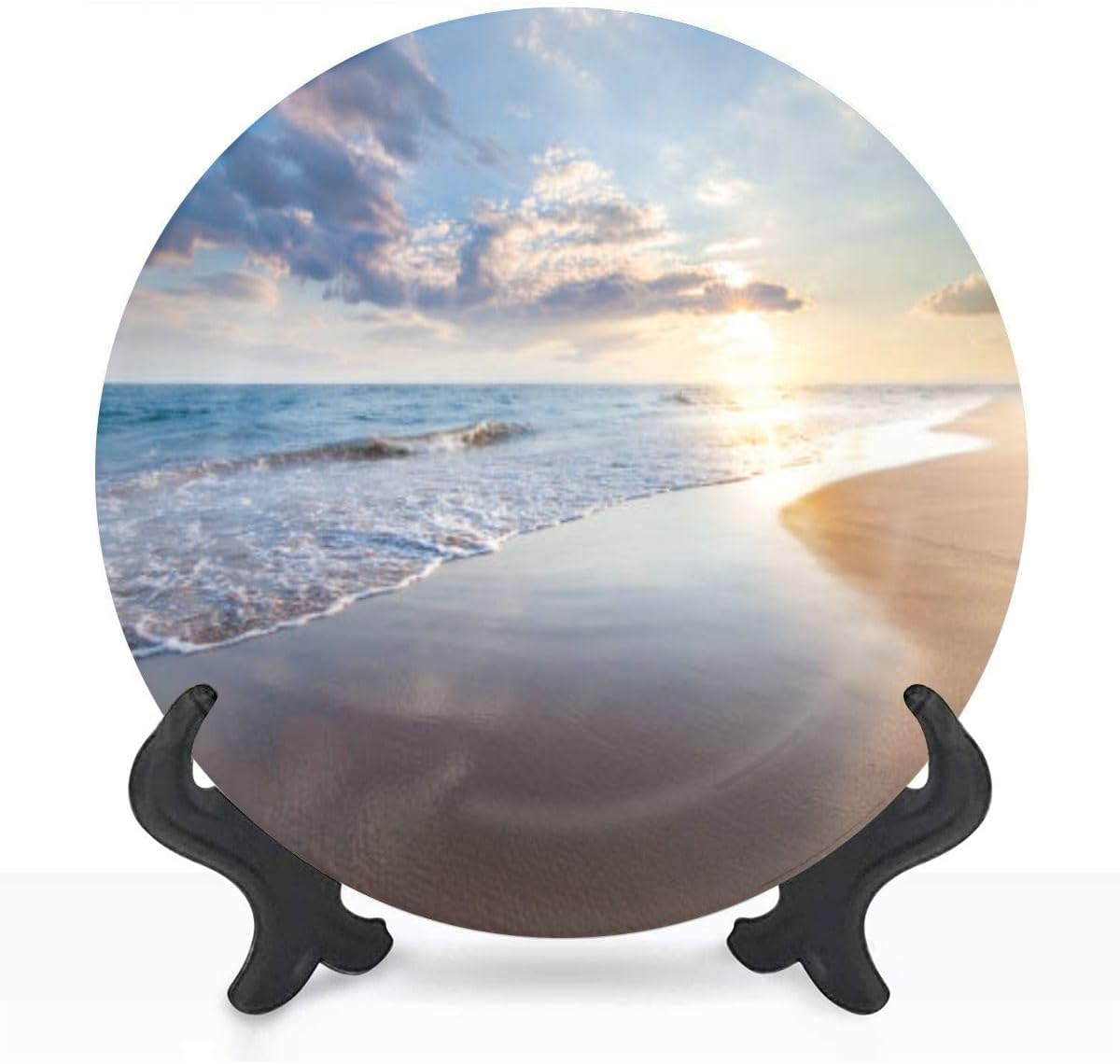 EPONGEKIT Platos decorativos para exhibición de 10 pulgadas, hermoso adorno de cerámica con soporte de exhibición y gancho para decoración de pared,
