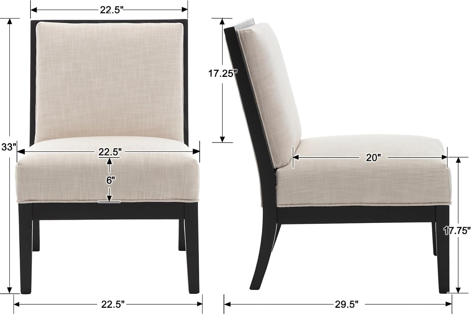 Comfy Accent – Silla de lectura, tapizada de lino con patas de madera negra, silla auxiliar pequeña para sala de estar, dormitorio y sala de