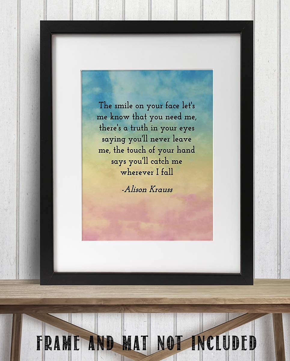 Alison Krauss- “When You Say Nothing At All”- Song Lyrics Word Art, Music Wall Art Decor Print, Ideal For HomeDecor, Studio Decor, Bar Decor, Dorm