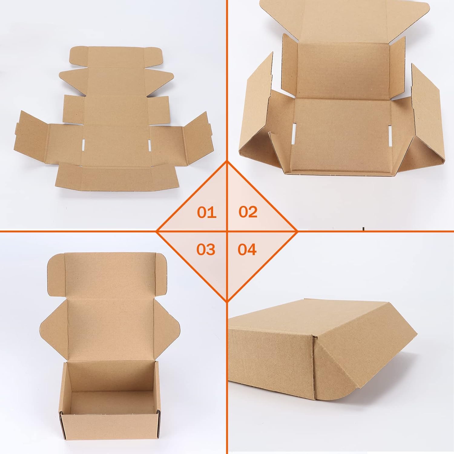 PHAREGE Paquete de 50 cajas de envío de 6 x 4 x 3 pulgadas, cajas de regalo de cartón marrón con tapas para envolver regalos para mujeres y hombres,