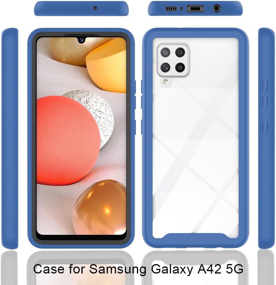 Asuwish Funda de teléfono para Samsung Galaxy A42 5G con protector de pantalla de vidrio templado y soporte delgado, funda protectora híbrida