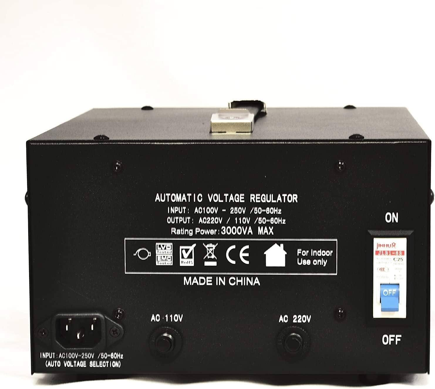 Convertidor de voltaje de 3000 vatios transformador regulador de servicio pesado – Paso hacia arribaabajo – 110120220240 voltios – Cable totalmente