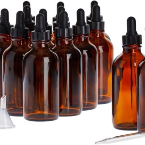 Juvale Paquete de 15 botellas de vidrio ámbar de 4 onzas con dispensador de cuentagotas y 6 embudos para aceites esenciales, viajes, perfumes, Juvale Paquete de 15 botellas de vidrio ámbar de 4 onzas con dispensador de cuentagotas y 6 embudos para aceites esenciales, viajes, perfumes,