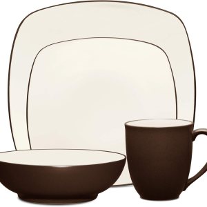 Noritake Colocador cuadrado de 4 piezas de chocolate Colorwave Noritake Colocador cuadrado de 4 piezas de chocolate Colorwave