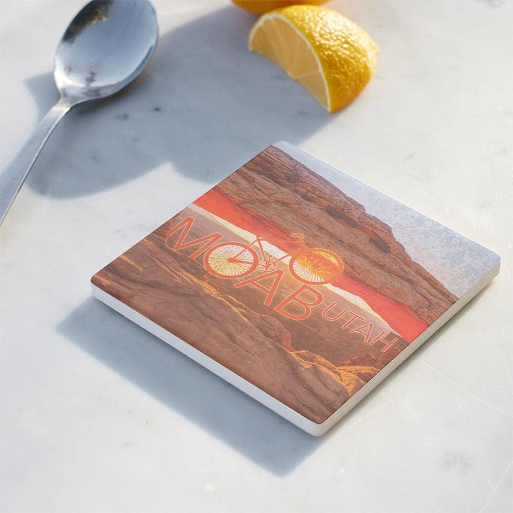 Moab, Utah, Joyride Home Decor – Posavasos de cerámica individual, cuadrado individual de 4 pulgadas, parte trasera de corcho antideslizante,