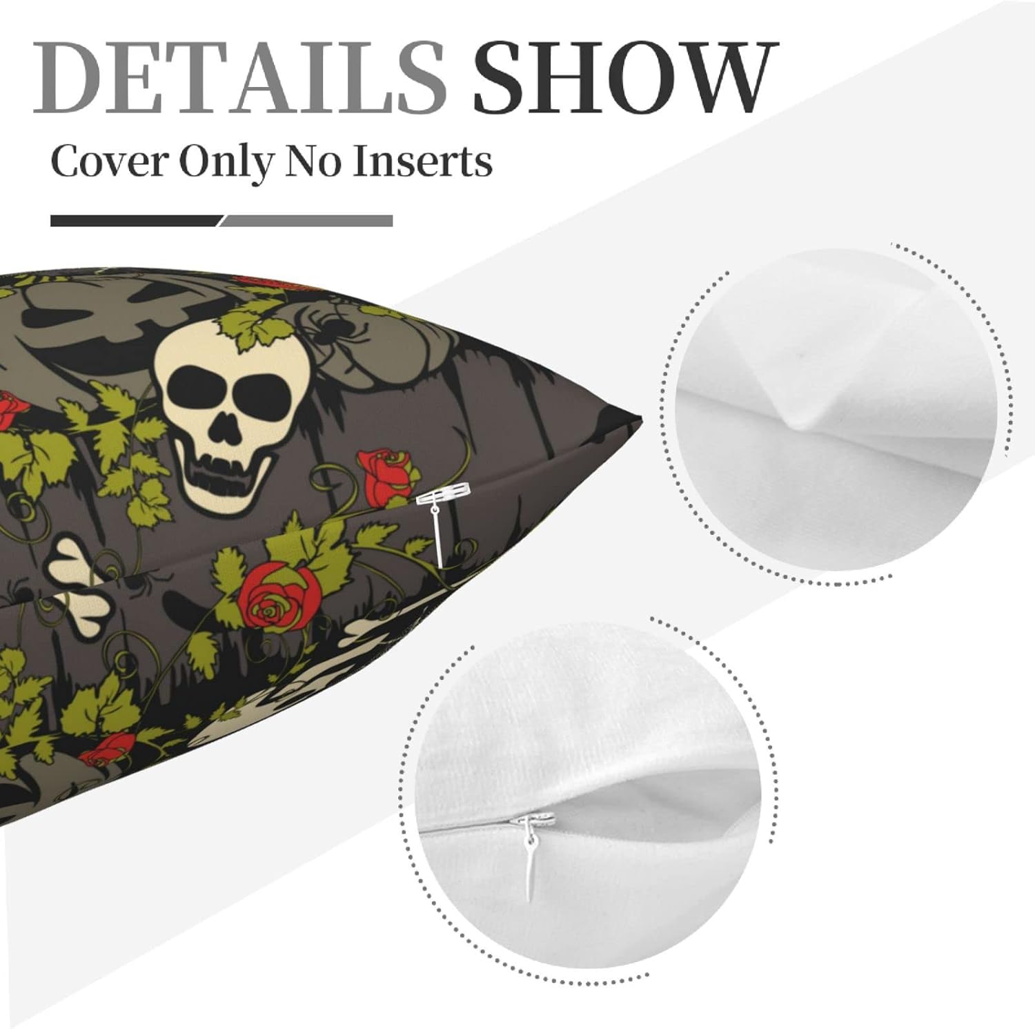 ALYYDFF Gothic Halloween with Red Roses Scary Fashion Throw Pillow Cover for Kids Pillow Case for Sofa Bed Chair Living Room Home Decorative Square