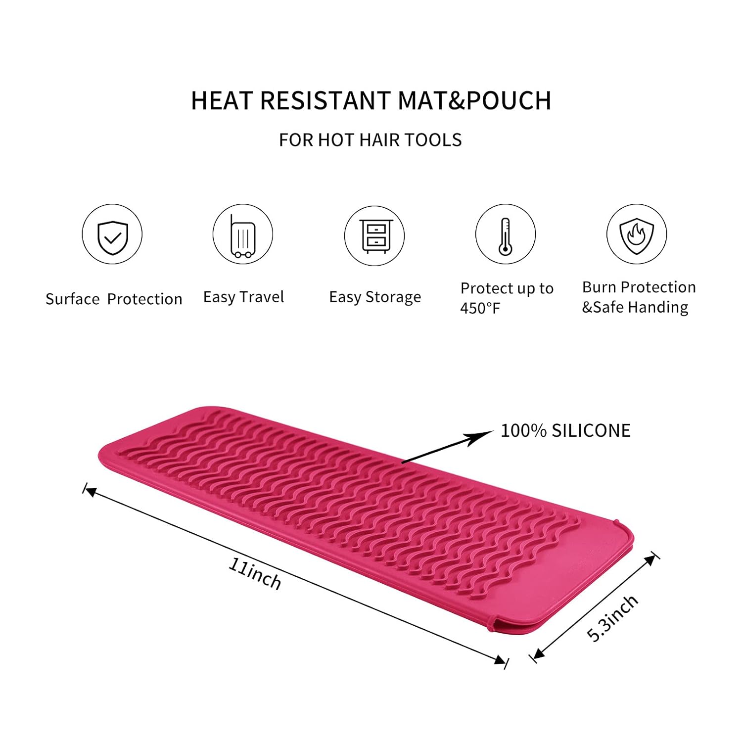 Alfombrilla de silicona resistente al calor para alisadora de pelo, plancha de prensado, rizador de pelo, varita para rizar, plancha plana, plancha