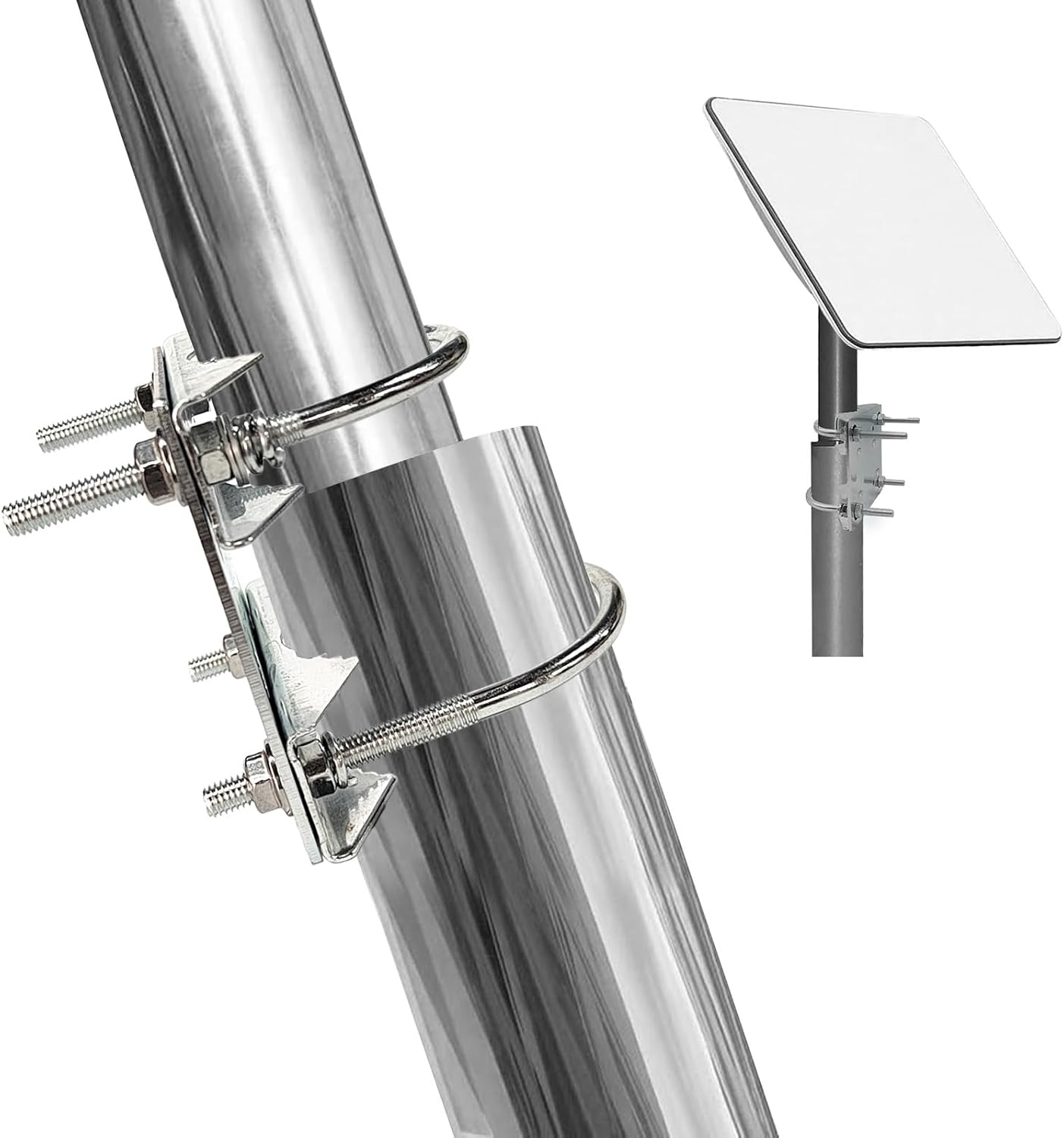 Soporte universal Starlink en poste para plato de soporte en U, antena de acero antivibración, soporte de abrazadera de perno en U, adaptador de