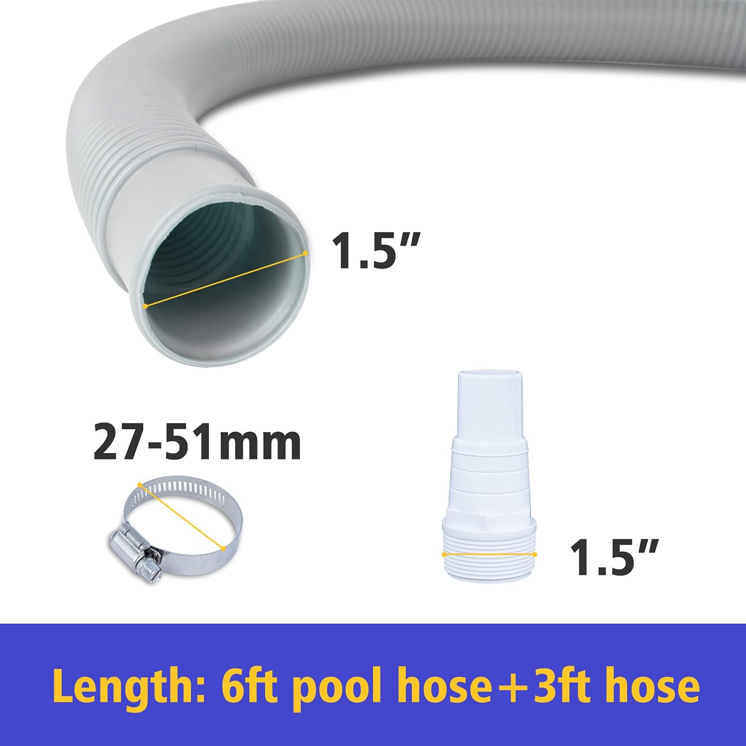 Kit de manguera de bomba de piscina de 1-12 pulgadas, accesorios de repuesto para bomba de arena, juego completo de manguera fácil de instalar, 6
