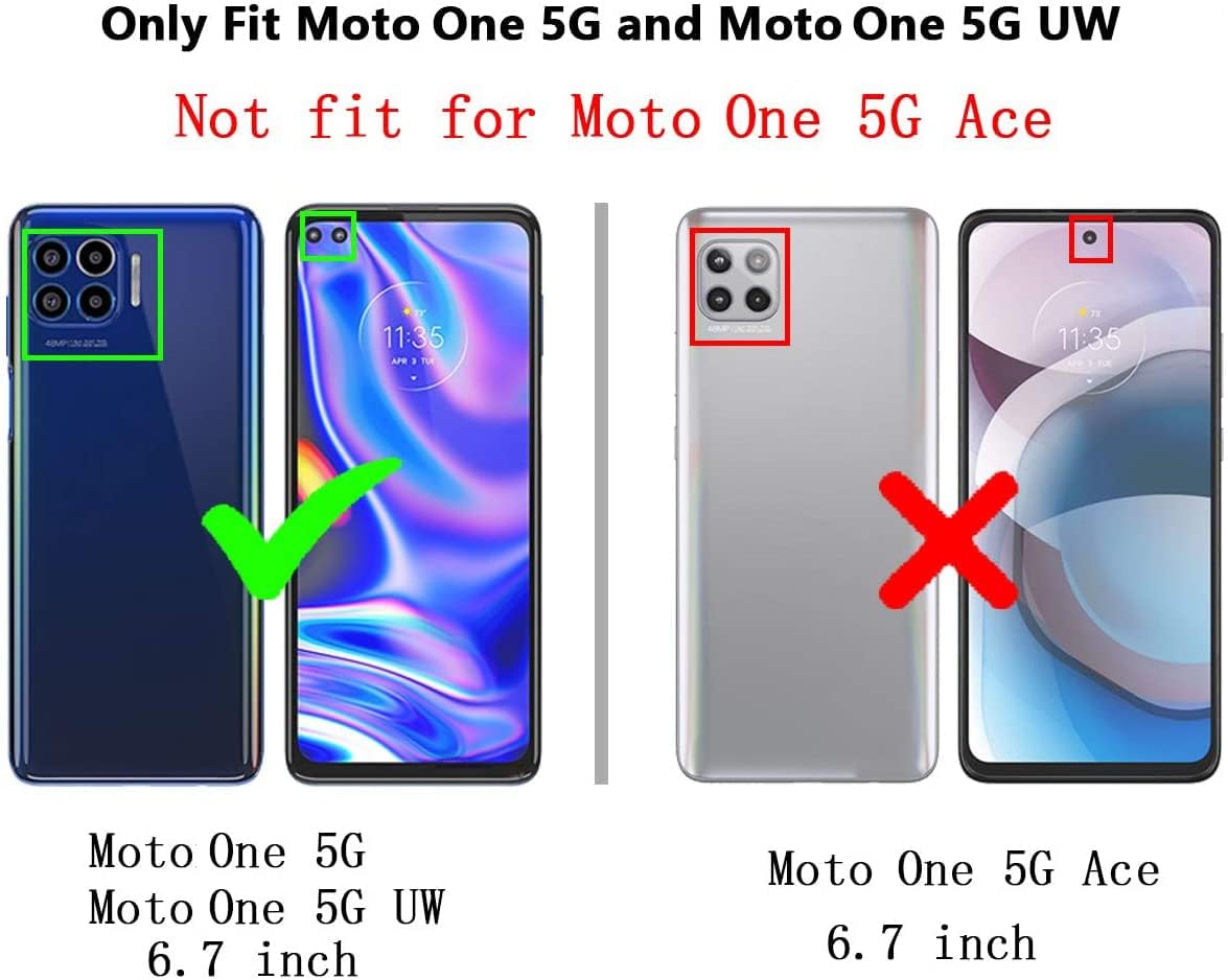 Funda para Moto One 5G UW, Moto One 5G, con protector de pantalla HD, grado militar soporte para automóvil con soporte híbrido de policarbonato